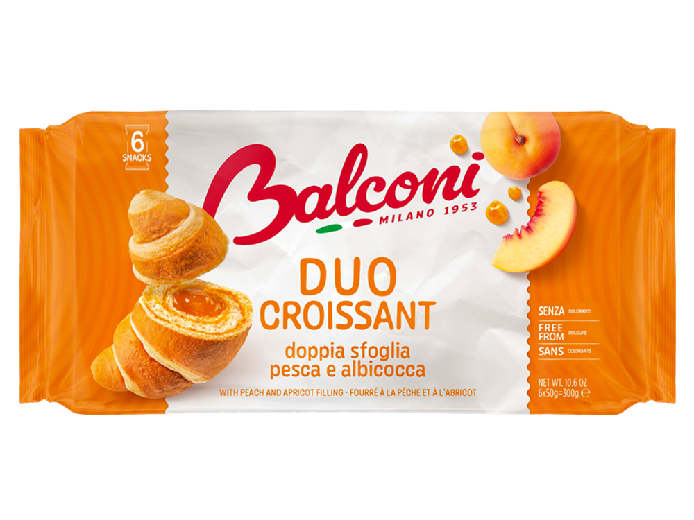 Croissant Duo s broskvovou a meruňkovou náplní 6x50g