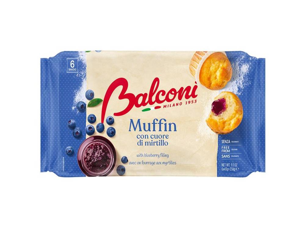 Muffiny s borůvkovou náplní 258g (6x43g)